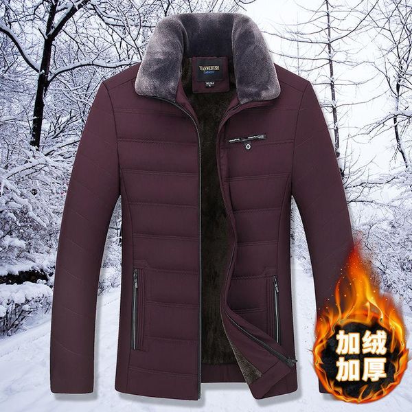 

men winter jacket parkas cotton padded wadded thick warm outerwear casual coats plus velvet thickening big size4xl, Black