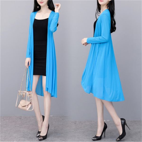 

2021 new summer women clothing shawl new color lace mesh yarn large size coat sunscreen air conditioning shirt j412 kbgz, Black