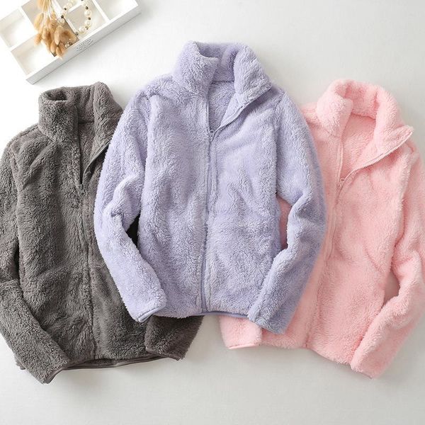 

coral fleece female polar fleece plush coat autumn and winter thick warm outdoor fleece jacket winter black,red jacket 2xl,m, Black;brown