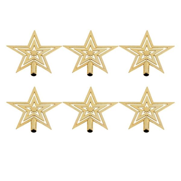 

6pcs christmas tree pentagram pendant five-pointed star er pendant star ornament for home party festival (golden