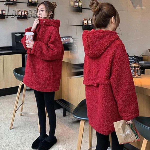 

merry christmas red color imitation lambswool women sweatshirt hooded thick female sweatshirts1, Black