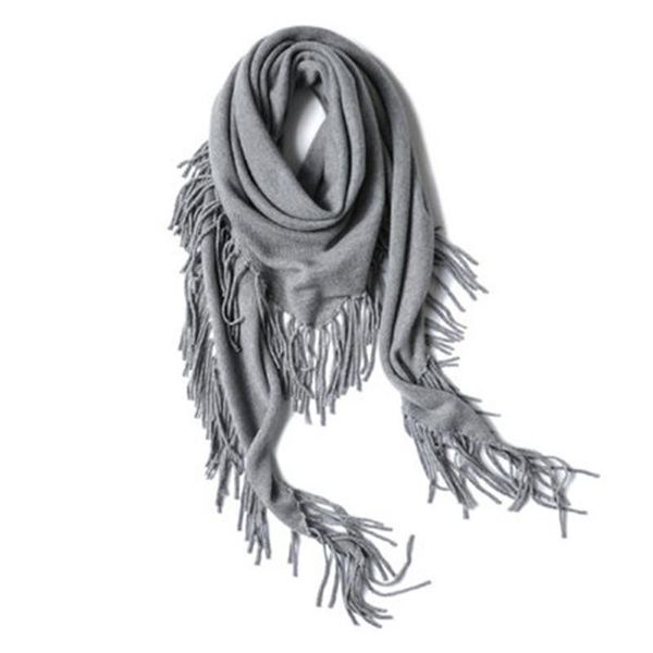 

scarves super larege fashion 100%cashmere knit women solid triangle scarfs shawl 80x250cm, Blue;gray