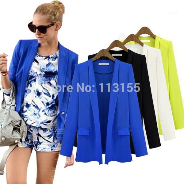 

fashion ladies new 2016 autumn blazer womens white korean solid casual black loose suits for women blazers and jackets blue1, White;black