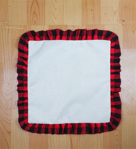 

45*45cm blank sublimation red black plaid diy thermal transfer linen lace throw pillow case cushion cover home supplies