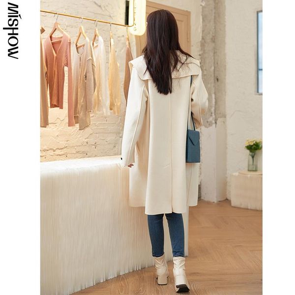 

mishow 2020 winter wool coats for women long sleeve solid outdoor warm overcoats female long sleeve fashion jackets mx20c9729, Black