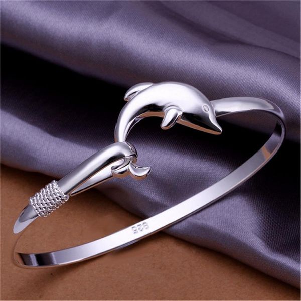 

new listing simple fashion package mail silver color accessories elegant women dolphin singlet bangle bracelet h sqcozh, Black