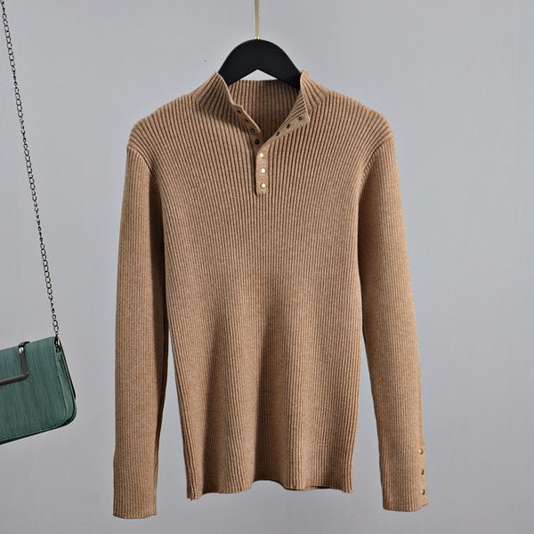 

2021 new fashion women autumn winter thick rib warm pullover sweater with botton knitted female 20qe, White;black