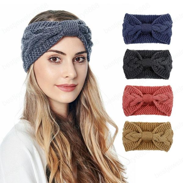 Headband Quente para Mulheres Lady Elastic Headwrap Inverno Torcido Knot Banda de Cabelo Crochet Acessórios de Cabelo Turbante