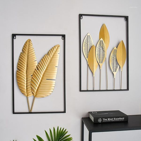

frames northern europe light luxury wind creative metal leaf wall decoration restaurant aisle atmospheric iron pendants1