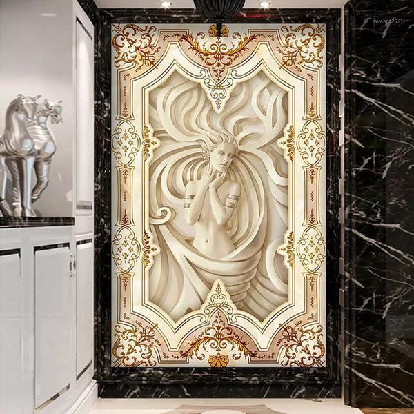 

custom wall painting wallpaper european style 3d embossed portrait art mural living room entrance hall wallpaper for walls 3 d1