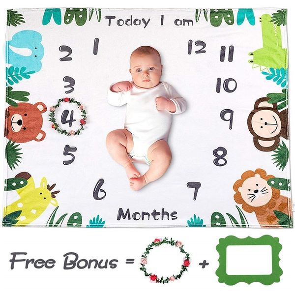 

ylsteed 3pcs set newborn milestone blanket baby flannel pgraphy blanket infant shooting backdrop monthly growth blanket y201009