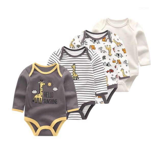 

4 pcs/lot long sleeve newborn baby jumpsuits baby boy girl romper infant roupas de clothes o-neck product1, Blue