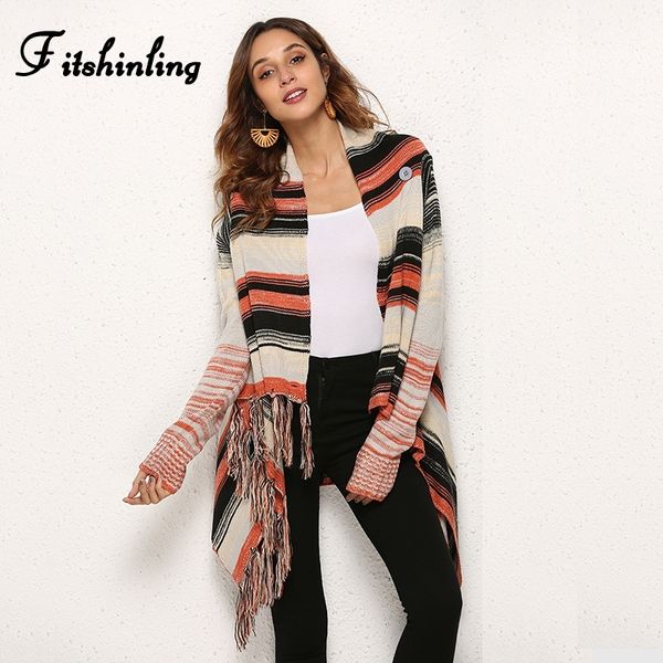 

fitshinling irregular fringe vintage sweaters cardigans for women winter fashion jacket female long cardigan knitwear coats y200720, White;black