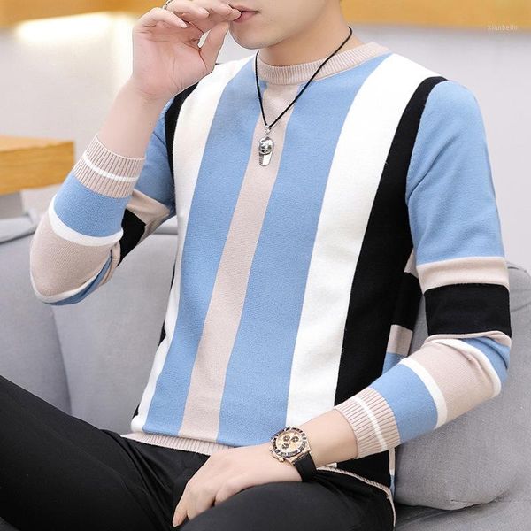 

2020 men's autumn new women's striped contrast sweater youth women's wild fashion personality sweater1, White;black