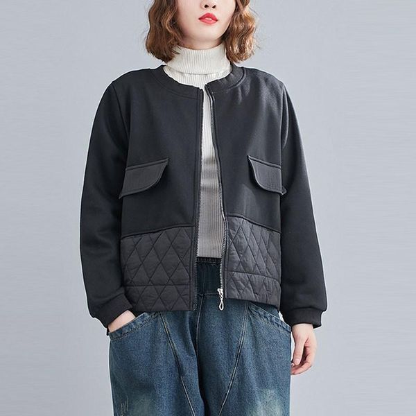 

oversized women casual short jackets new arrival 2021 autumn korean simple style o-neck loose female black outerwear coats s2674, Black;brown