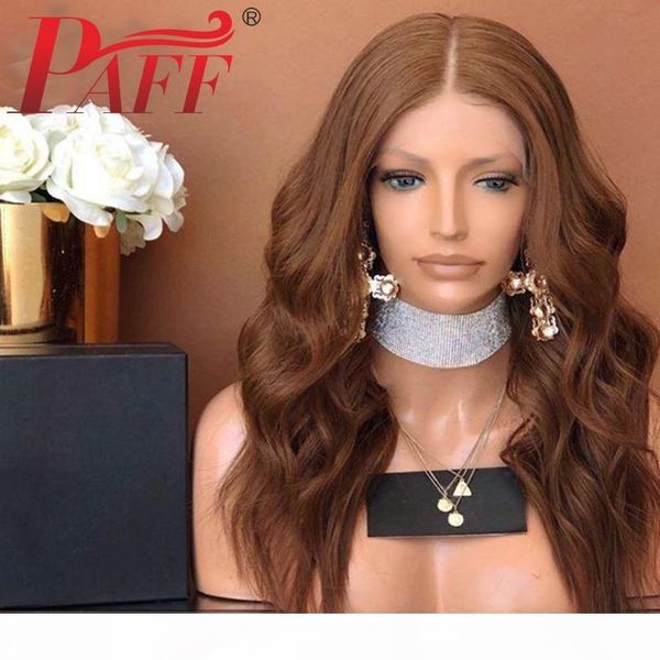 

paff brown natural body wave full lace human hair wigs brazilian remy hair wig middle part with baby hair, Black;brown