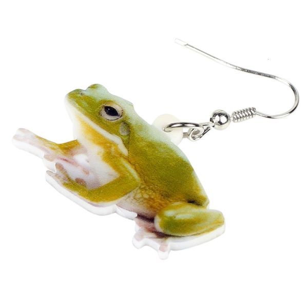 

weveni accessory acrylic cute green frog earrings dangle drop animal jewelry for women girls cute party gift charms dropshipping, Golden