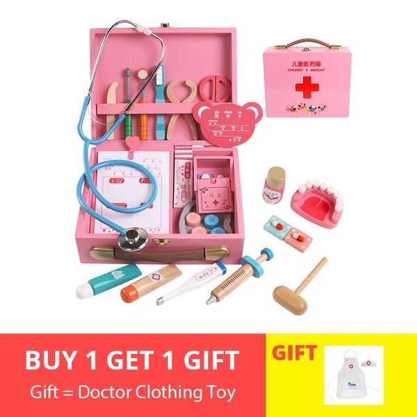 

34pcs children pretend play toys wooden role-play doctor medicine cabinet for boys girls playing birthday gift set y200428