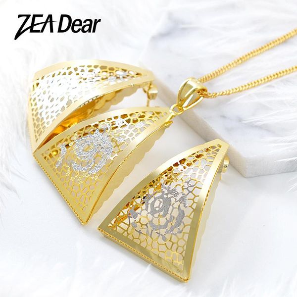 

zeadear jewelry trendy triangle jewelry sets earrings necklace pendant for women for party daily hollow out findings, Silver