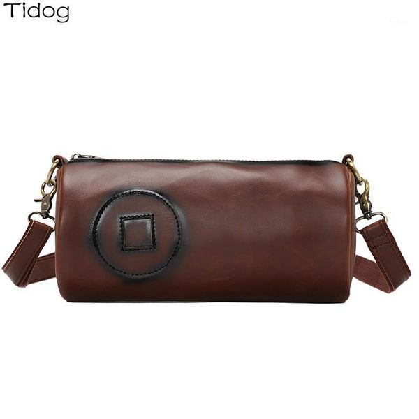 

tidog korean leather leisure art fashion casual retro chest bag1