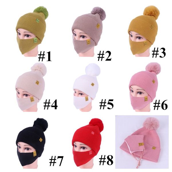 

womens knit beanie winter warm hats with face mask button knitted masks set pom beanies ski outdoor cycling sport slouchy headwear e111903, Yellow