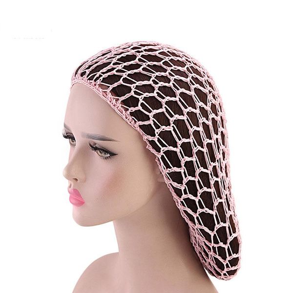 

soild color hairnet women soft rayon crochet hairnet oversize knit hat cap girls snood hair net headbands lady hair accessories q bbypgv