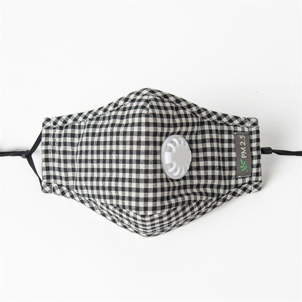 

washable factory9lm3plaid breathable mask with pm2.5 anti-fog valve adjustable cotton facial cover soft outdoor mouth fi