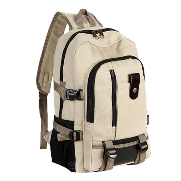 

h25 mens military canvas backpack zipper rucksacks laptravel shoulder mochila notebook schoolbags college school bags