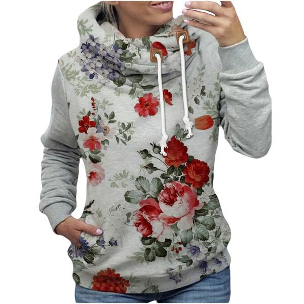 

sagace women fleece hoodie sweatshirts winter japanese fashion 2020 oversize ladies pullovers warm flower printed pocket hooded, Black