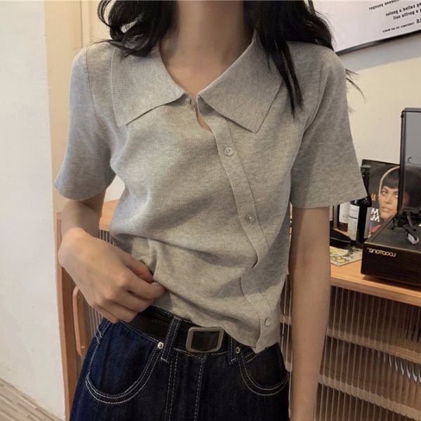 

2021 new 3 colours summer korean soild color turn down collar mesh t-shirts of women femme shirt (l9029) tsrr, White