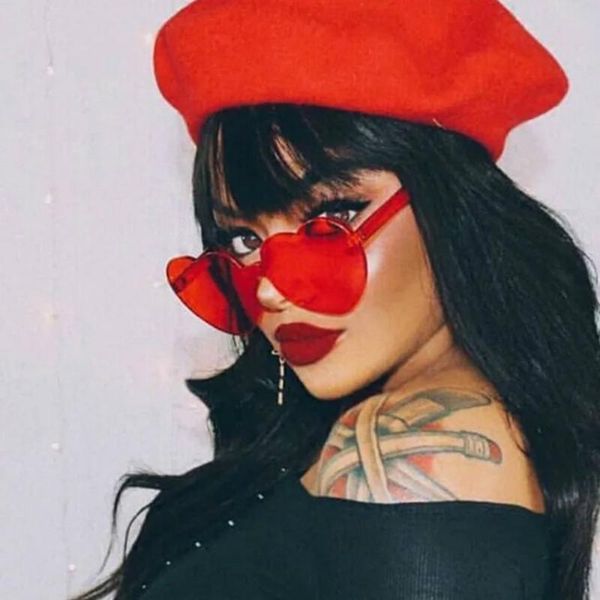 

sunglasses love-shaped heart jelly frameless one-piece men's and women's ocean glasses, White;black