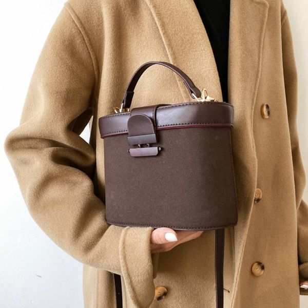 

vintage tote bucket bag 2021 fashion new matte pu leather women's designer handbag travel shoulder messenger bag
