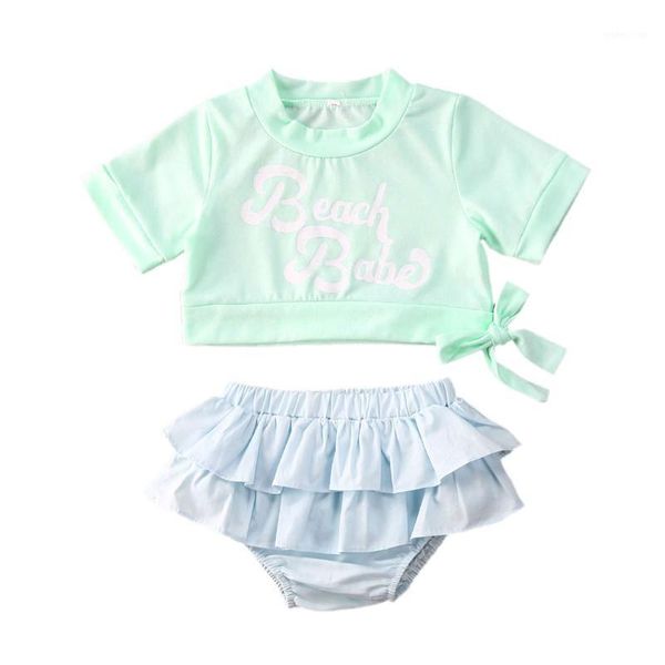 

new infant kids sports clothing set summer baby girls t-shirts+tutu shorts suit 0-24m1, White