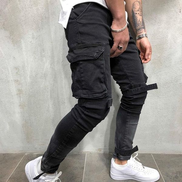 

mens denim jeans fashionable close-fitting street wear1, Blue