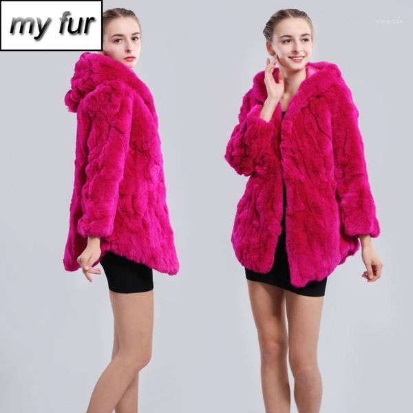 

2019 new winter genuine real rex fur jacket fur hood women fashion rex coat natural hooded overcoat1, Black