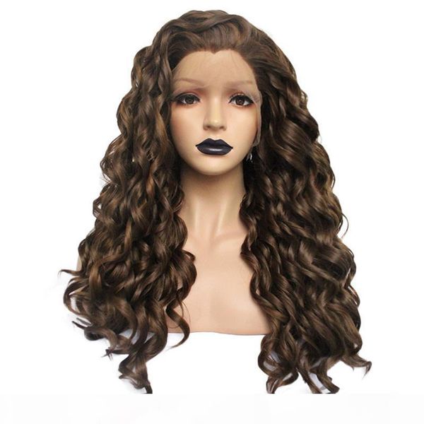 

dilys synthetic lace front wigs honey brown hair pixie curly wigs for women heat resistant fiber wig, Black