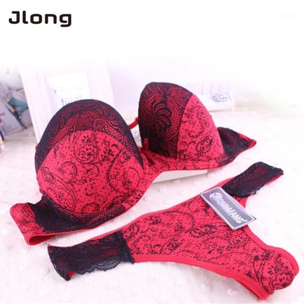 

women lace embroidered padded lingerie underwire lingerie set push up bra sets 34/36/38/40 d e cup1, Red;black