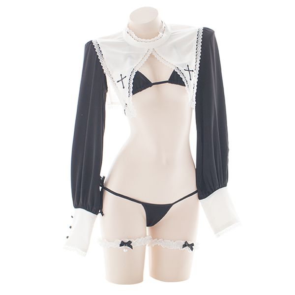 

lingerie for women, bridesmaid's uniform, cosplay, bikini warm suits, long sleeve, ultra short clothes, Black