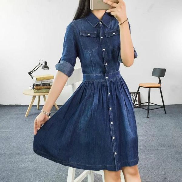

casual dresses 2021 arrival plus size women's clothes female fashion 4xl blue denim dress elegant slim jeans dresses1, Black;gray