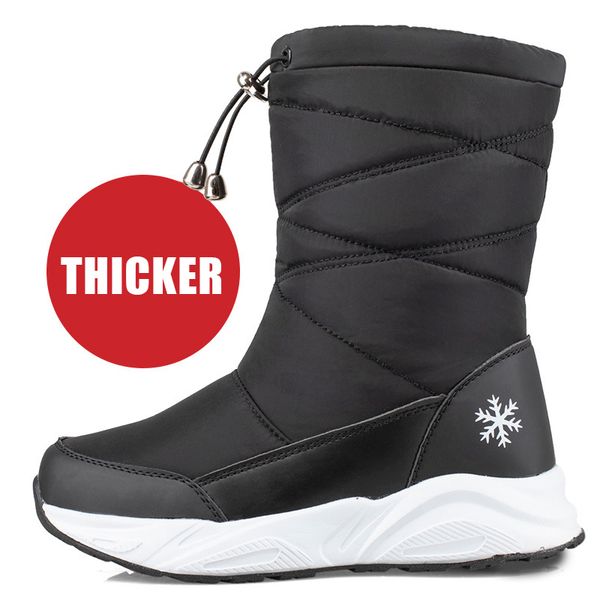 

plataforma feminina altas inverno grosso pelcia prova dnon gua sapatos femininos antiderrapante moda botas de neve para, Black