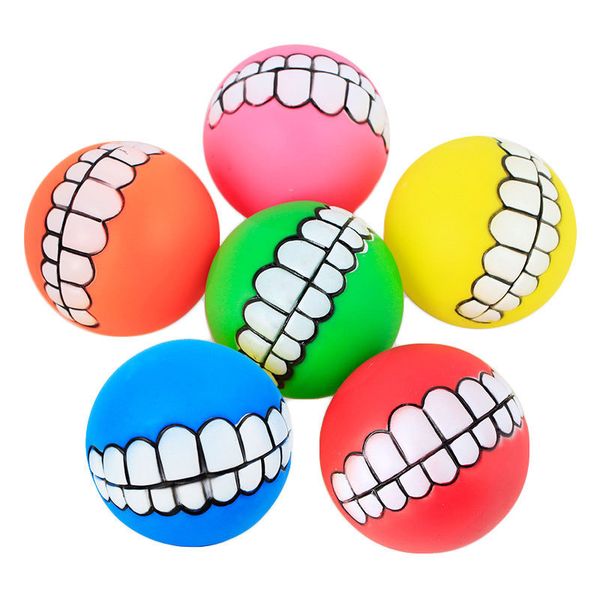

funny pets dog puppy cat ball teeth toy pvc chew sound dogs play fetching squeak toys pet supplies puppy ball teeth silicon toy 187 k2