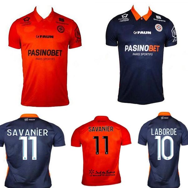 

20 21 maillot de oper montpellier hsc футбол джерси 2020 2021 главная и прочь синий оранжевый delort savanier lecomte labord chotard whult f, Black;yellow