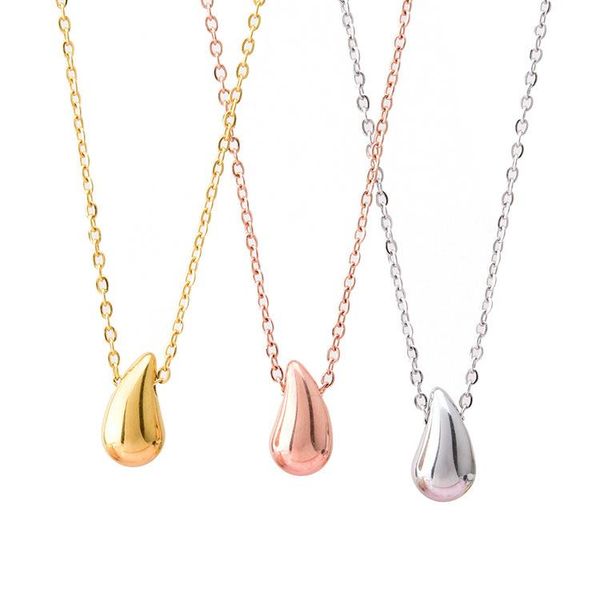 

fashion new water drop necklace titanium steel solid clavicle chain wild girls necklace sale, Silver