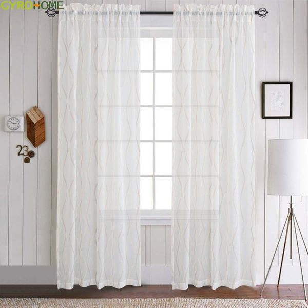 

curtain & drapes american stripe wave white tulle pastoral style bedroom half-window balcony processing customization screening