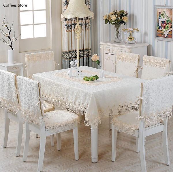 

europe luxury embroidered tablecloth table dining table cover cloth lace fabric bedside tv cabinet cloth towel set1