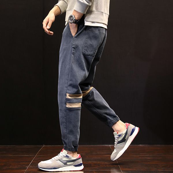 

2021 new hip hop design brand jeans for men's straight fashion distressed moto bike vintage jean plus oversize 2b10, Blue