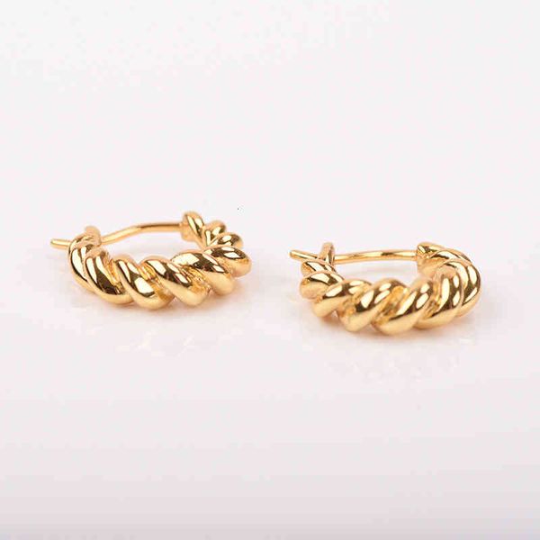 

earrings charms spiral s925 sterling silver plated 18k gold wind niche design simple and versatile qicheng jewelry, Golden