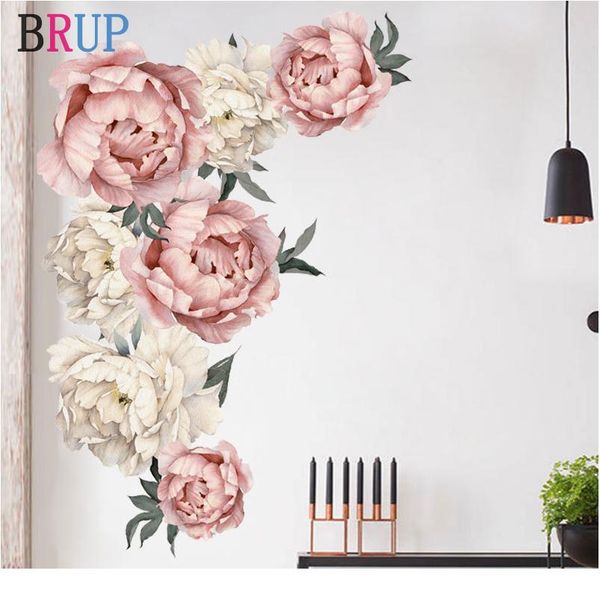 

71.5x102cm large pink peony flower wall stickers romc flowers home decor for bedroom living room diy vinyl wal wmtqsp