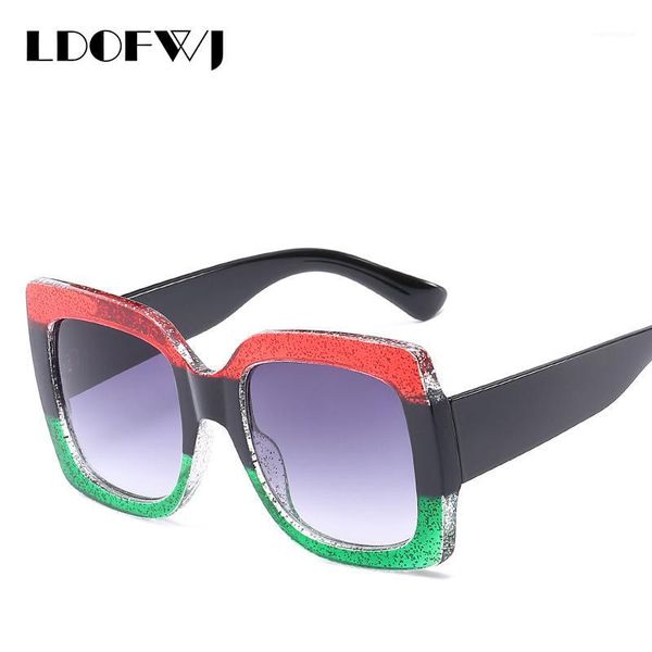 

LDOFWJ Catwalk Women Square Sunglasses Oversize Unique Clear Female Sun glasses Eyeglasses Big 2018 Brand UV4001, White;black