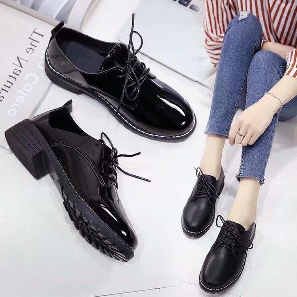 

shallow mouth women shoes autumn all-match british style oxfords women's female footwear round toe casual sneaker black flats
